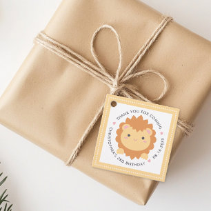 Thank You For Coming Cute Lion Kids Birthday Favour Tags