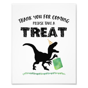 Thank You For Coming Dinosaur Birthday Favour Sign