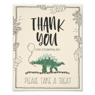 Thank You For Coming Dinosaur Birthday Favour Sign
