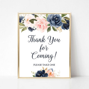 Thank You For Coming Favour Sign Navy & Blush