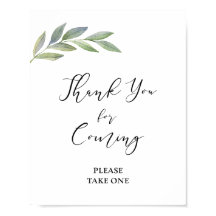 Thank You For Coming Favour Sign Olive Leaf Sign
