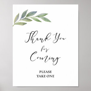 Thank You For Coming Favour Sign Olive Leaf Sign