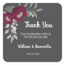 Thank You for Coming Floral Marsala Wedding