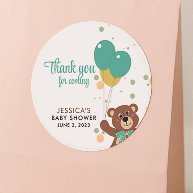 Thank You for Coming Gender Neutral Baby Shower Classic Round Sticker (Creator Uploaded)
