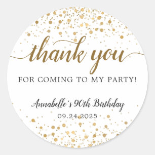 Thank You For Coming Gold Confetti Dots Birthday Classic Round Sticker