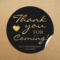 Thank You For Coming Gold Script Birthday Black