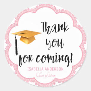 Thank You For Coming Graduation Party Favour Classic Round Sticker
