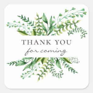 Thank you for coming. Greenery botanic baby shower Square Sticker