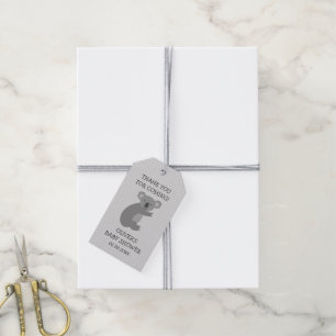 Thank you for coming koala bear baby shower favour gift tags