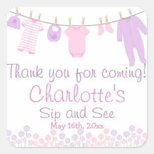 Thank You For Coming Little Clothes Sip and See Square Sticker