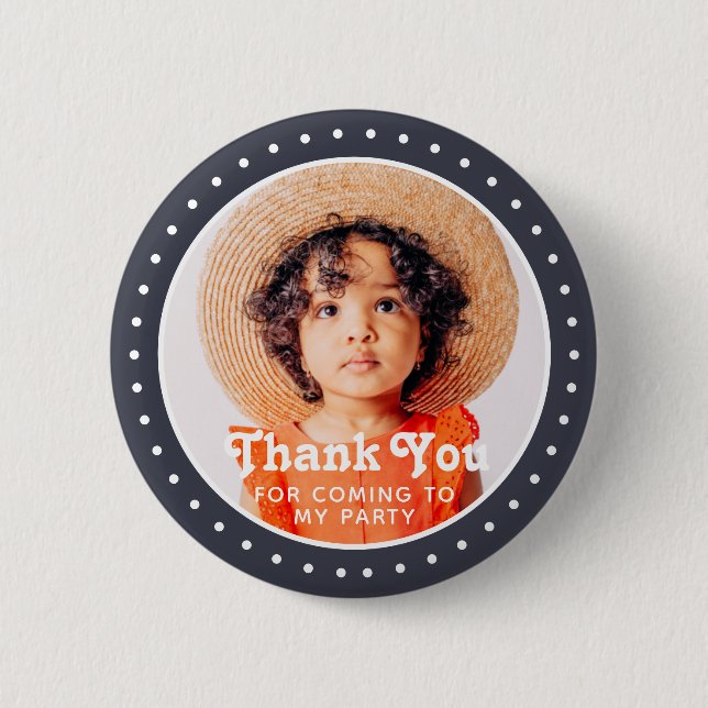 Thank You For Coming Modern Dots Custom Photo 6 Cm Round Badge (Front)