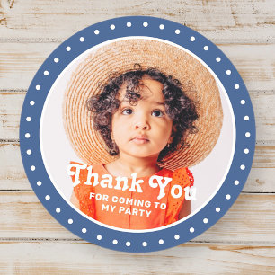Thank You For Coming Modern Dots Custom Photo Classic Round Sticker