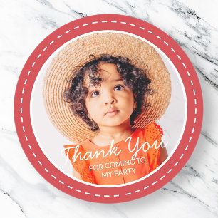 Thank You For Coming Modern Preppy Custom Photo Classic Round Sticker