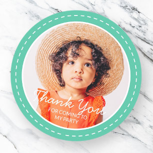 Thank You For Coming Modern Preppy Custom Photo Classic Round Sticker
