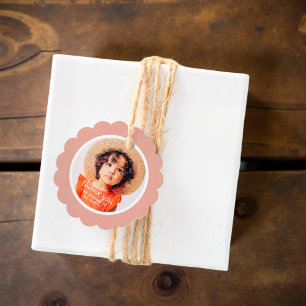 Thank You For Coming Modern Preppy Custom Photo Favour Tags