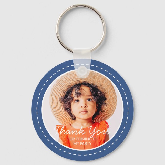 Thank You For Coming Modern Preppy Custom Photo Key Ring (Front)