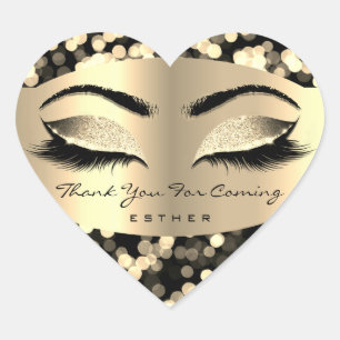 Thank You For Coming Name Heart Confetti Gold Sticker