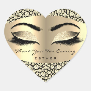 Thank You For Coming Name Heart Diamond Gold Heart Sticker