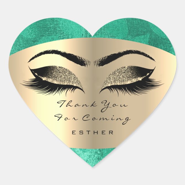 Thank You For Coming Name Heart Green Sweet 16th Heart Sticker (Front)