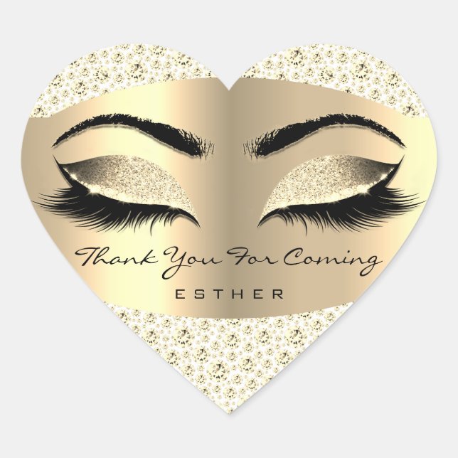 Thank You For Coming Name Heart White Gold Heart Sticker (Front)