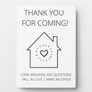 Thank You For Coming Open House Real Estate Plaque