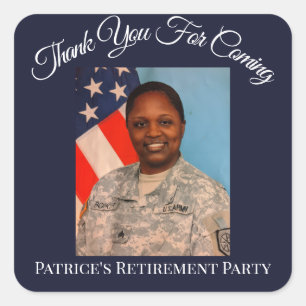 Thank You For Coming Patrice's Retirement Photo Sq Square Sticker