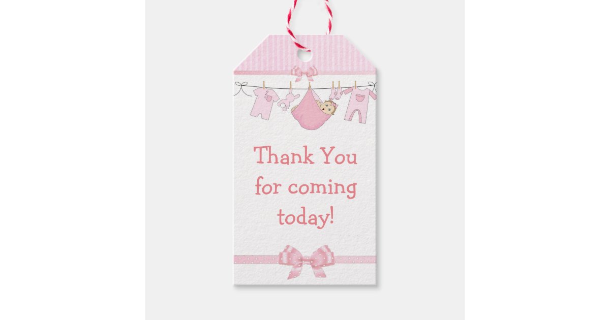 Thank You For Coming Pink Baby Shower Gift Tag Zazzle Co Uk