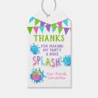 Thank you for coming pool party pink favour tag