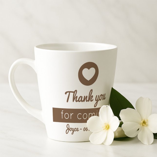 Thank You for Coming Rustic Brown Heart Branded Latte Mug (Creator Uploaded)