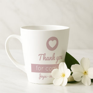 Thank You for Coming Soft Pink Heart Wedding Favou Latte Mug