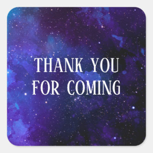 Thank you for coming. Space kids birthday. Galaxy Square Sticker