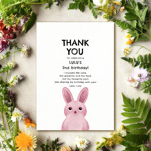 Thank you for coming to birthday pink bunny girl invitation
