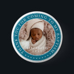 Thank You For Coming To My Baptism Modern Photo 6 Cm Round Badge<br><div class="desc">This simple and classic design is composed of serif typography and add a custom photo. Thank you for coming to the holy Baptism.</div>