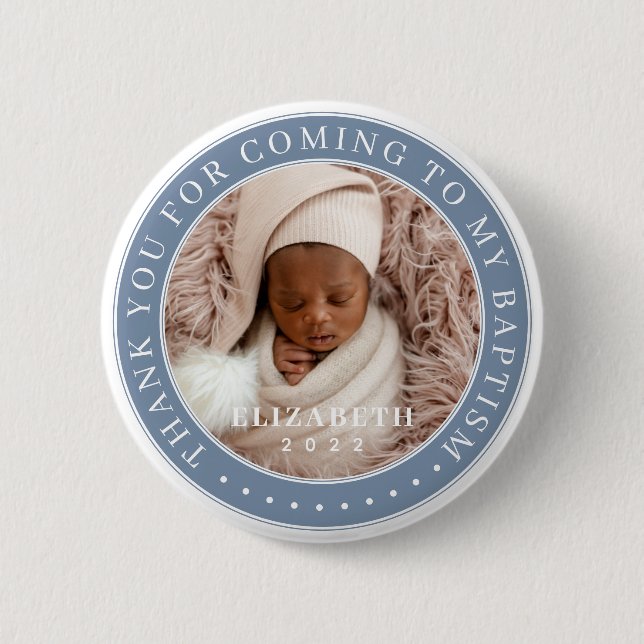 Thank You For Coming To My Baptism Modern Photo 6 Cm Round Badge (Front)