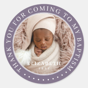 Thank You For Coming To My Baptism Modern Photo Classic Round Sticker