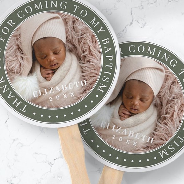 Thank You For Coming To My Baptism Modern Photo Hand Fan (Creator Uploaded)