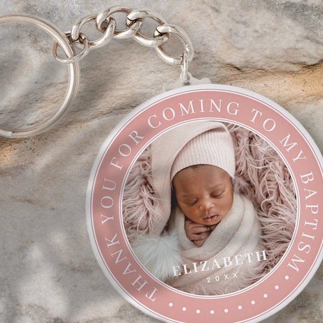 Thank You For Coming To My Baptism Modern Photo Key Ring (Creator Uploaded)