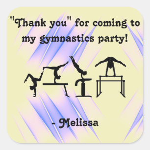 "Thank you" for coming to my Gymnastics Party! Square Sticker