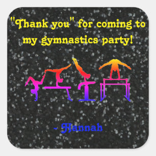 "Thank you" for coming to my Gymnastics Party! Square Sticker