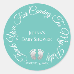 Thank You For Coming To My Party Baby Shower Mint Classic Round Sticker