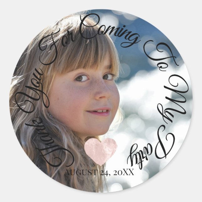 Thank You For Coming To My Party Birthday Heart Classic Round Sticker (Front)
