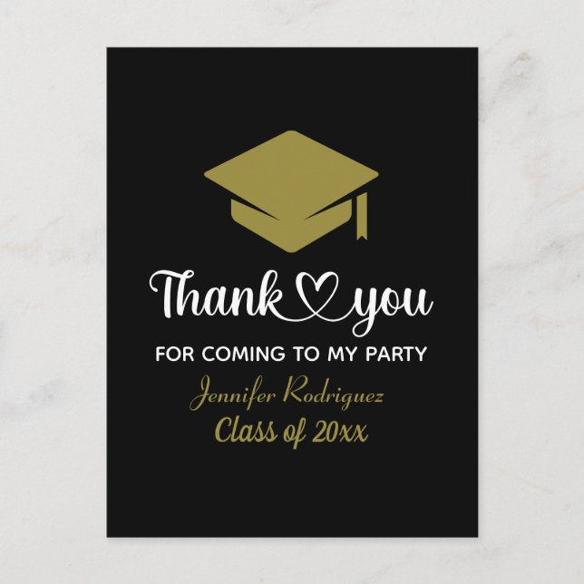 Thank You For Coming To My Party Graduation Cap Postcard (Front)