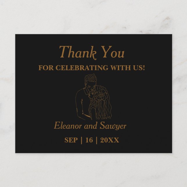 Thank you for coming to our wedding. Elegant Holiday Postcard (Front)