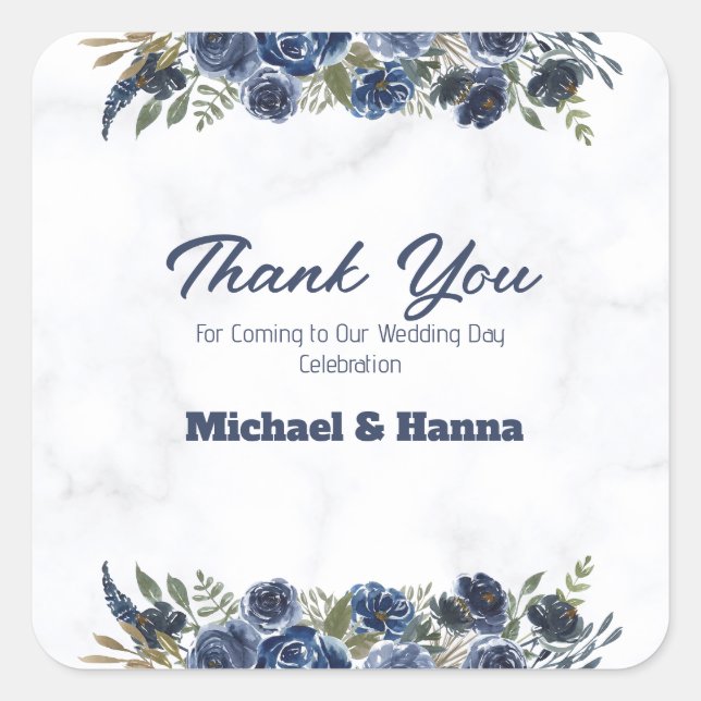 Thank You for Coming to Wedding Day Square Sticker (Front)