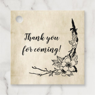 Thank You For Coming Vintage Floral Wedding Theme Favour Tags