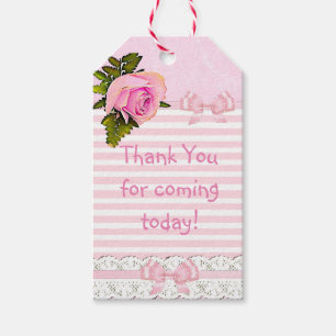 Thank you for Coming Vintage Rose  Baby Gift Tag