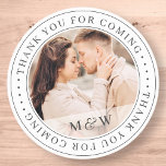 Thank You For Coming Wedding Classic Custom Photo Classic Round Sticker<br><div class="desc">This simple and classic design is composed of serif typography and add a custom photo. "Thank you for coming" written in serif.</div>