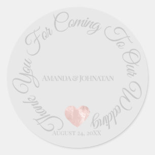 Thank You For Coming Wedding Favour Sticker Heart
