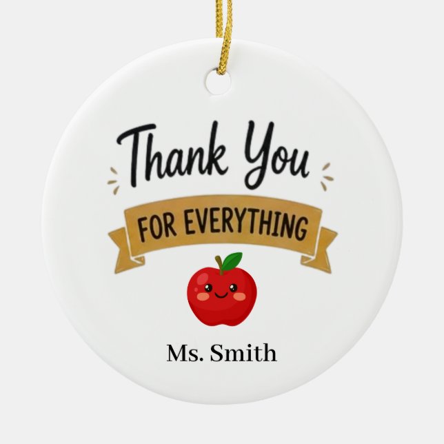 Thank You for Everything Personalised Ceramic Tree Decoration (Front)