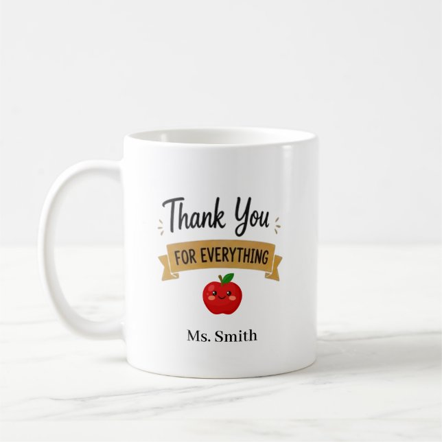 Thank You for Everything Personalised Coffee Mug (Left)
